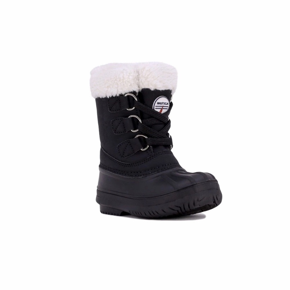 Nautica Toddler Boys Ayce Faux Fur Snow Boots 12 Black